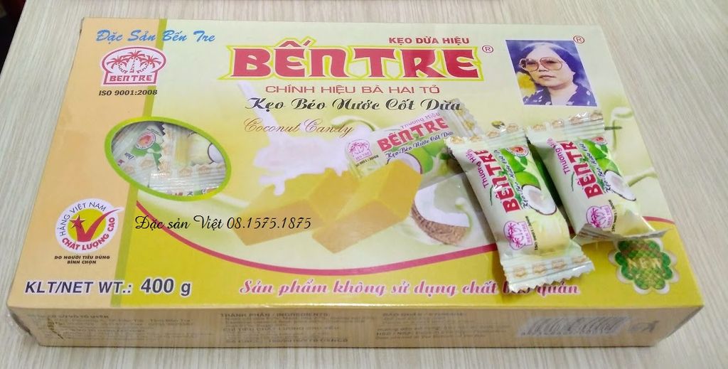 KẸO DỪA BÉO 400G - THƯƠNG HIỆU BẾN TRE BÀ HAI TỎ – vị sầu riêng, lá dứa, đậu phộng, nước cốt dừa truyền thống