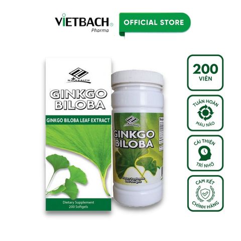  Viên uống Ginkgo Biloba hỗ trợ cải thiện tuần hoàn não (Lọ 200 viên) 