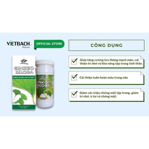  Viên uống Ginkgo Biloba hỗ trợ cải thiện tuần hoàn não (Lọ 200 viên) 