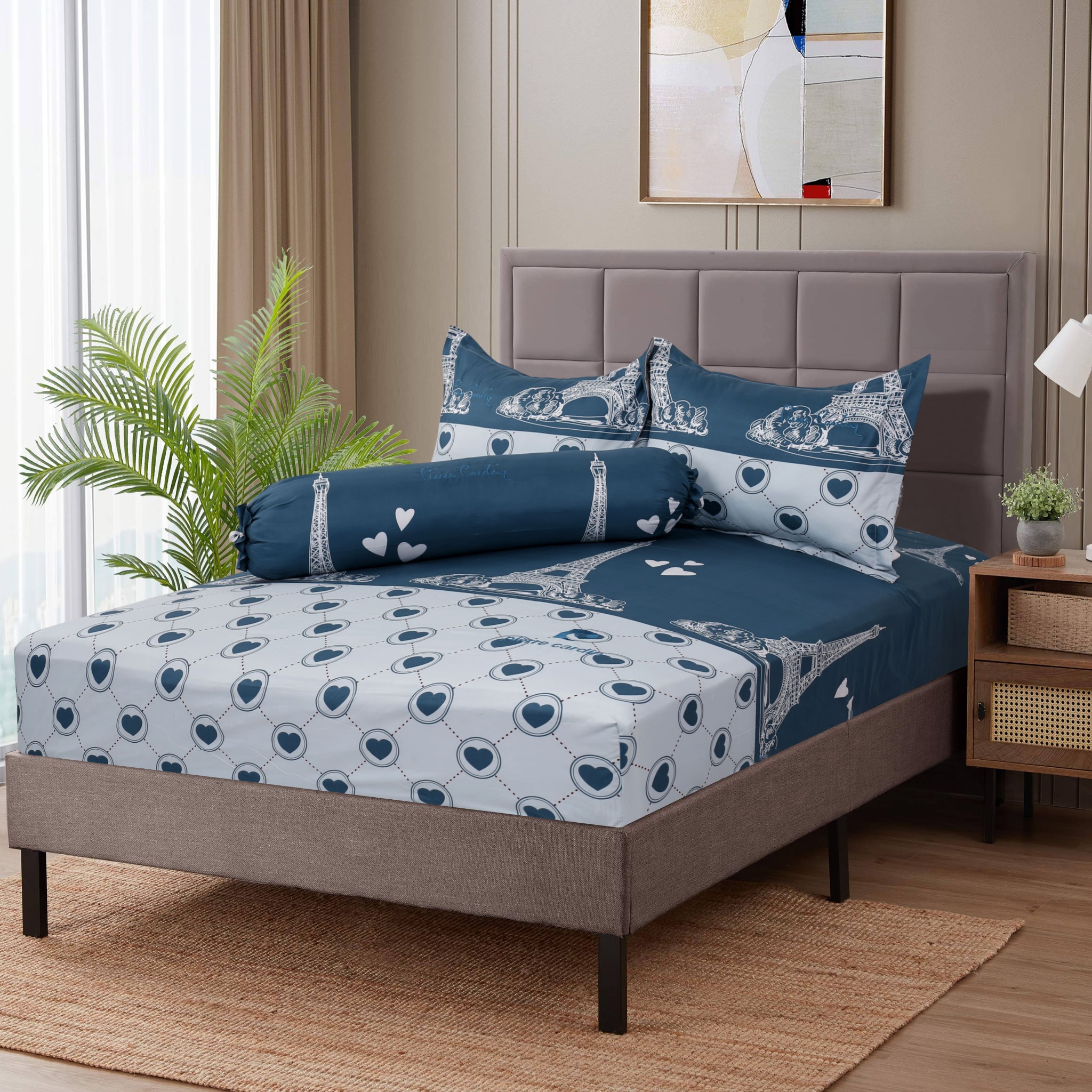 Bộ Drap Gối Microfiber Eiffel'sLove 015