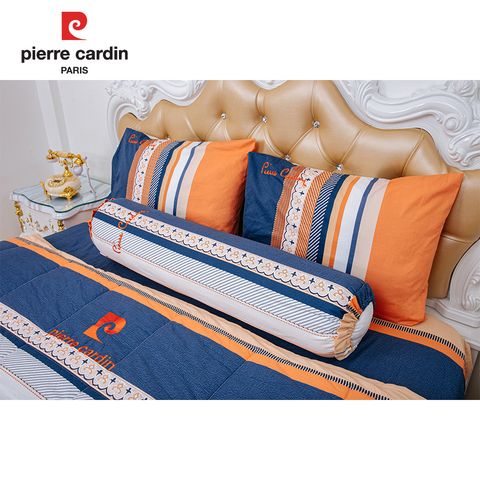 Bộ Ga Gối Cotton Sọc Cam Xanh 007