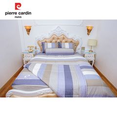 Bộ Ga Gối Cotton Sọc Xanh Xám 006