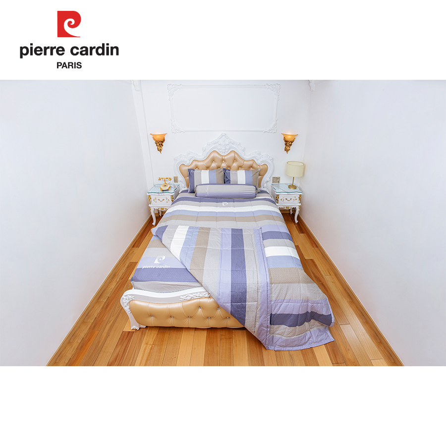 Bộ Ga Gối Cotton Sọc Xanh Xám 006