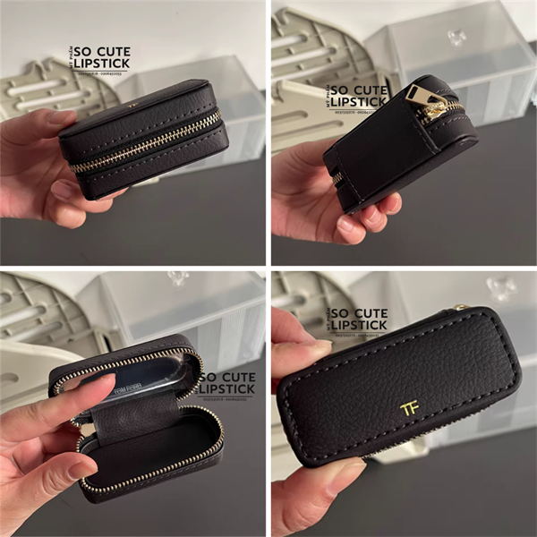  Hộp Đựng Son TF Màu Nâu Đen Khóa Zip 8.5x3.5x3.5cm 