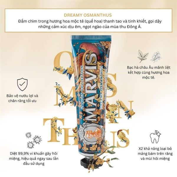  Kem Đánh Răng Marvis Garden Collection - Dreamy Osmanthus 75ml Fullbox 