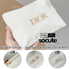 Túi Đựng Mỹ Phẩm Dior Trắng Canvas Logo Vàng 23x16cm