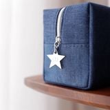  Túi Đựng Mỹ Phẩm DIOR Denim Jean Embroidrey Khoá Sao 14.5x10x8 