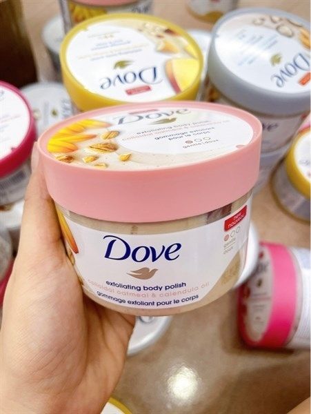  Tẩy tế bào chết Dove Exfoliating Body Polish 298g - Yến Mạch & Hoa Cúc - Colloldal Oatmeal & Calendula Oil 