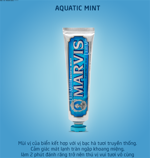  Kem đánh răng Marvis Toothpaste 25g - Xanh Dương Aquatic Mint 