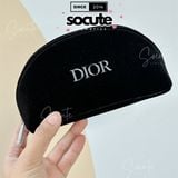  Túi Dior Nhung Đen Chữ Bạc Nổi 18x10cm 