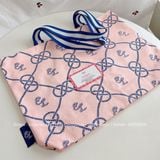  Túi Tote Vải Canvas Estee Lauder Hoạ Tiết Hồng Xanh 34x31x12cm 