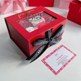  Hộp Quà Màu Đỏ 6 Hoa Mix Thắt Nơ (Son Dài) 