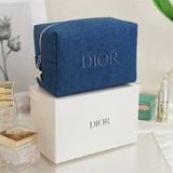  Túi Đựng Mỹ Phẩm DIOR Denim Jean Embroidrey Khoá Sao 14.5x10x8 