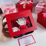  Hộp Quà Màu Đỏ 6 Hoa Mix Thắt Nơ (Son Dài) 