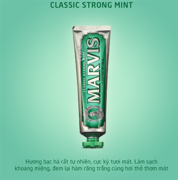  Kem đánh răng Marvis Toothpaste 25g - Xanh Lá Classic Strong Mint 