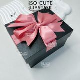  Hộp Quà Màu Đen Nơ Hồng 4 Hoa Mix - Son Ngắn 