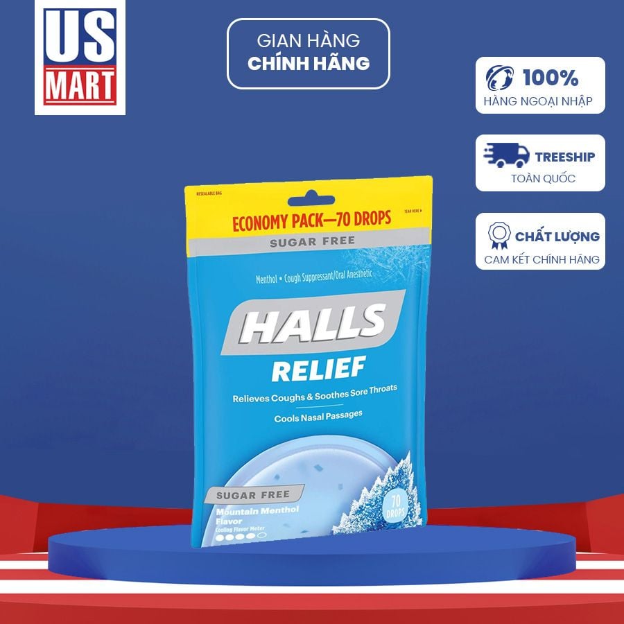  Kẹo Ngậm Halls Không Đường Gói Lớn 