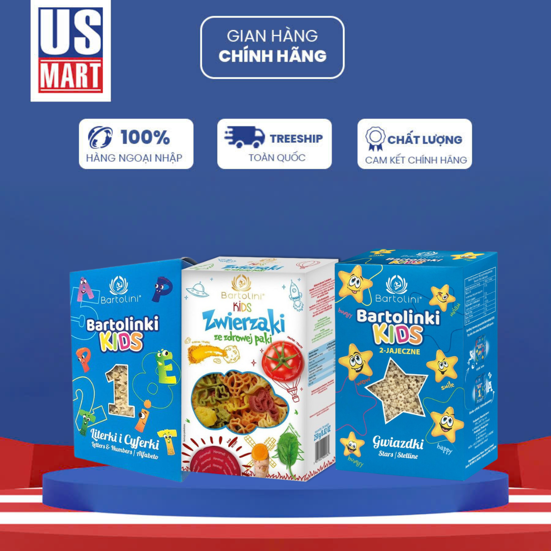  Mì Nui Rau Củ Cho Bé Bartolini 250g (Nhiều Loại) 