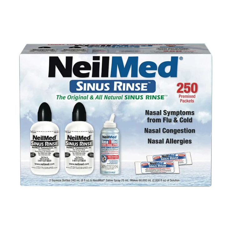  Hộp Vệ Sinh Mũi Neilmed Sinus Rinse 2 Bình và 250 Gói 