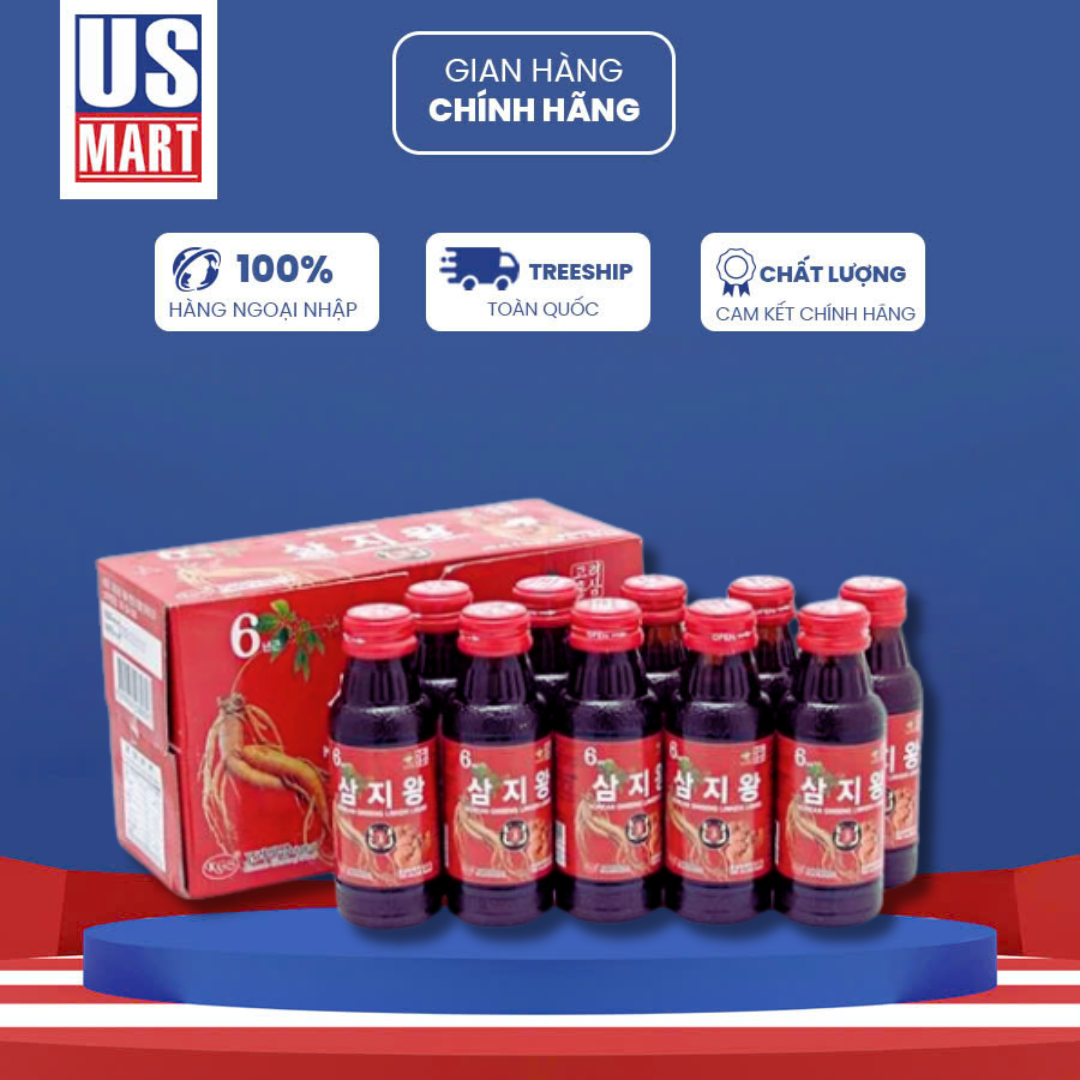  Nước Hồng Sâm Linh Chi 6 Năm KGS Hộp (10 Chai x 100ml) 
