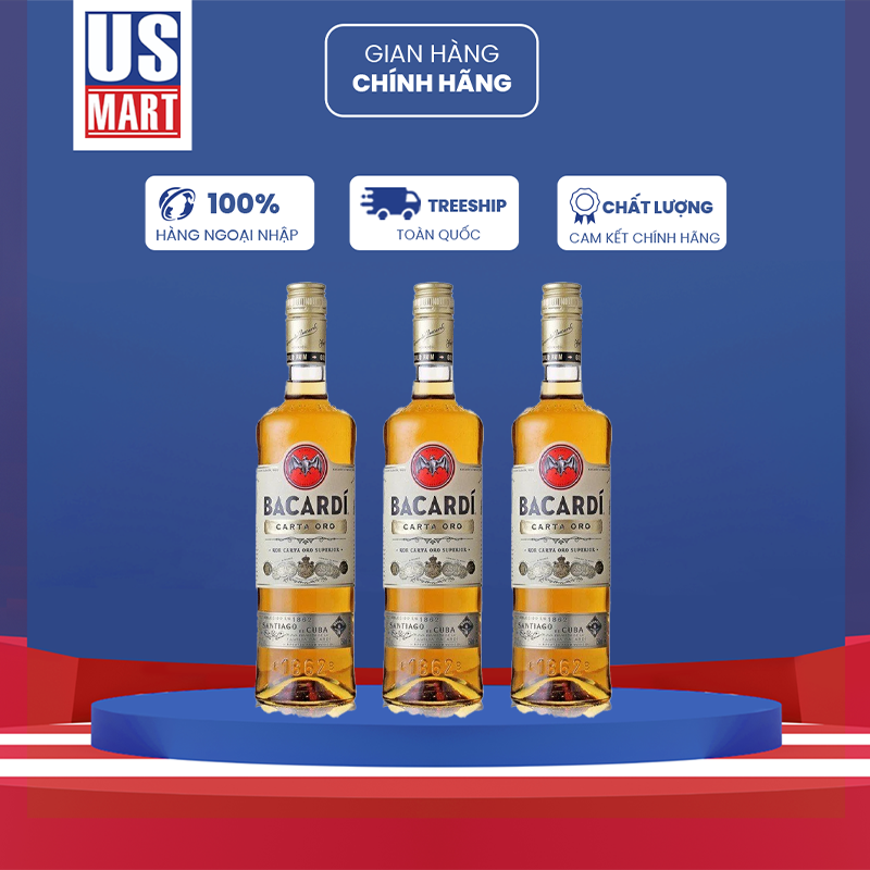  Rượu Bacardi Carta Oro Superior Gold Rum 40% 750ml 