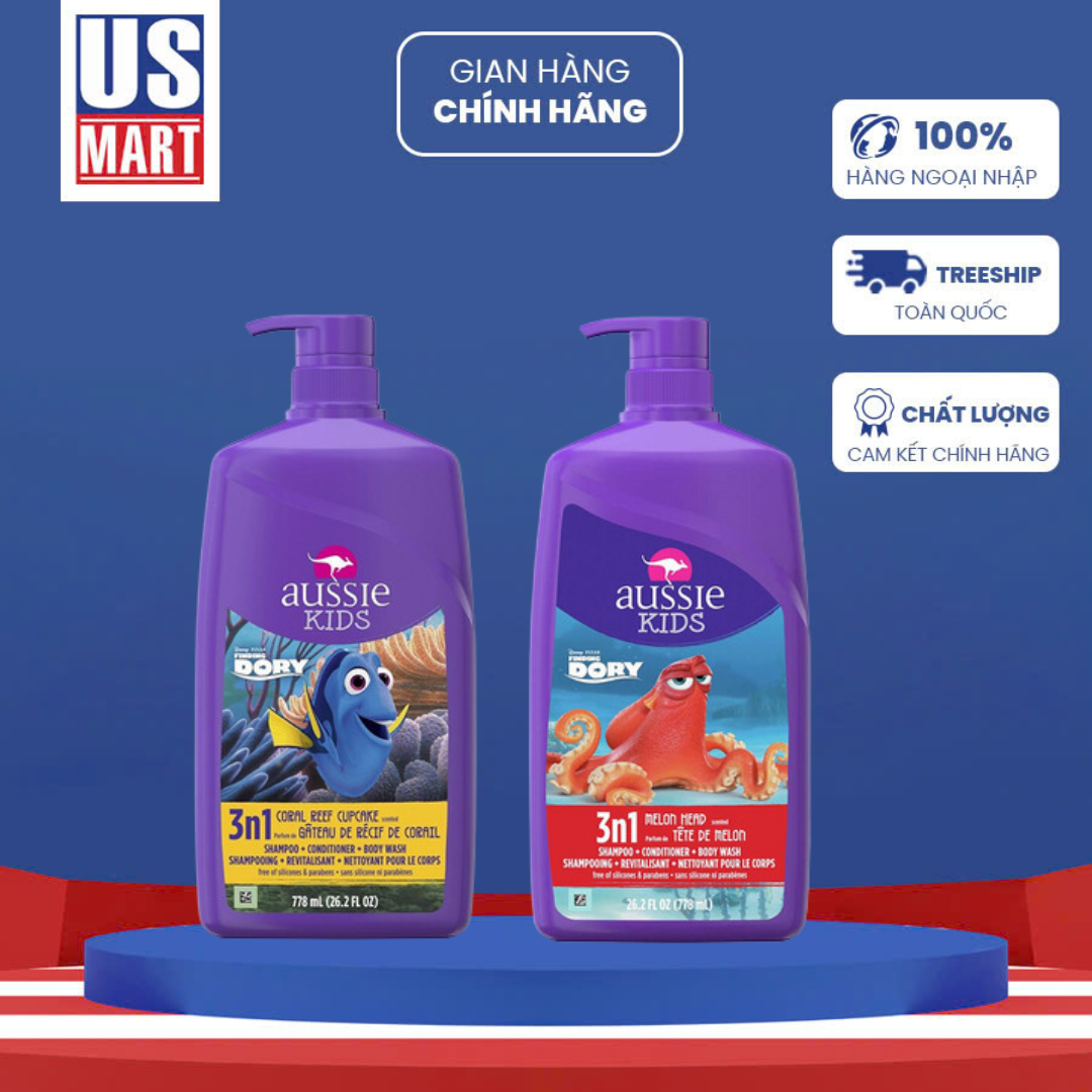  Sữa Tắm Aussie Kids Finding Dory Coral 3 In 1 (778ml) 