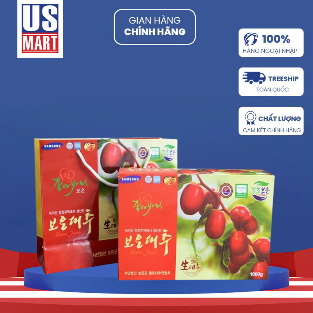  Táo Đỏ Khô Nguyên Chất Boeun Jujube Hàn Quốc 1kg 