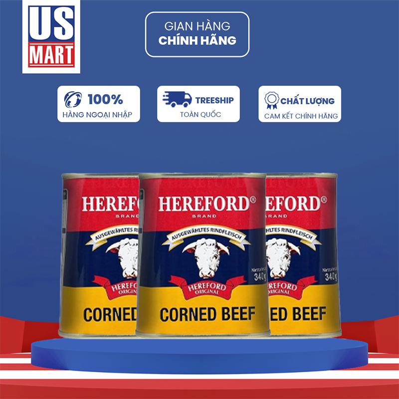  Thịt Hộp Hereford Corned Beef Pháp 340g 
