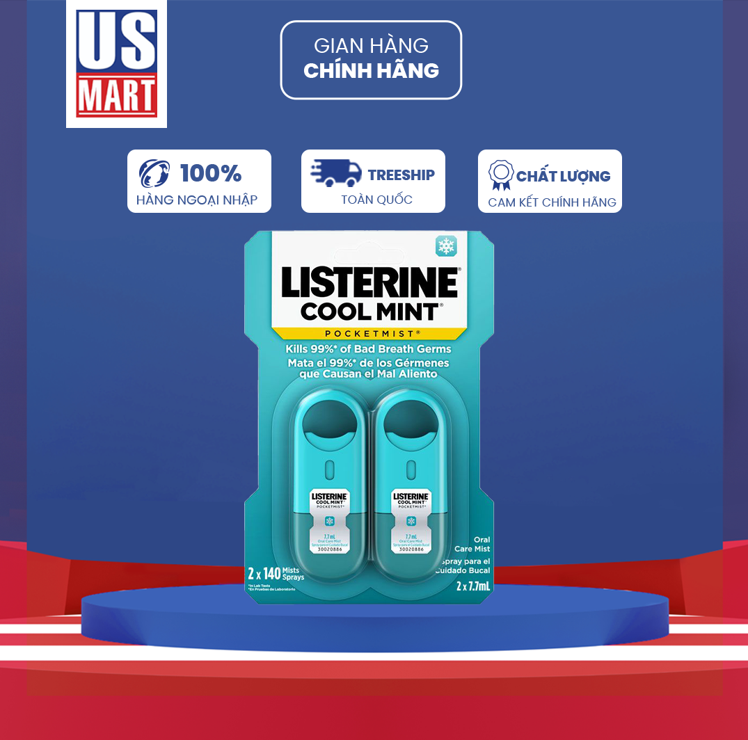  Xịt Listerine Cool Mint Pocketmist (2x7.7ml) 