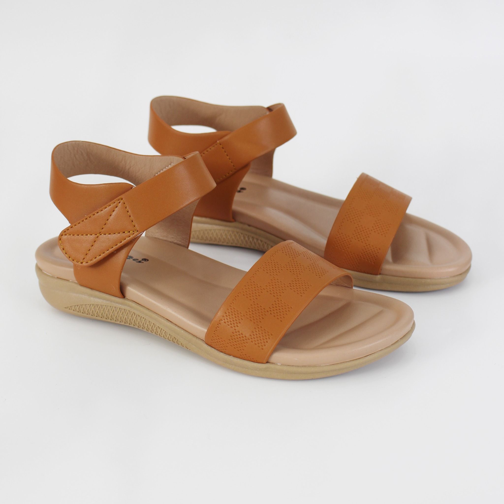  Sandal bánh mỳ nữ quai ngang phối ô caro 015 