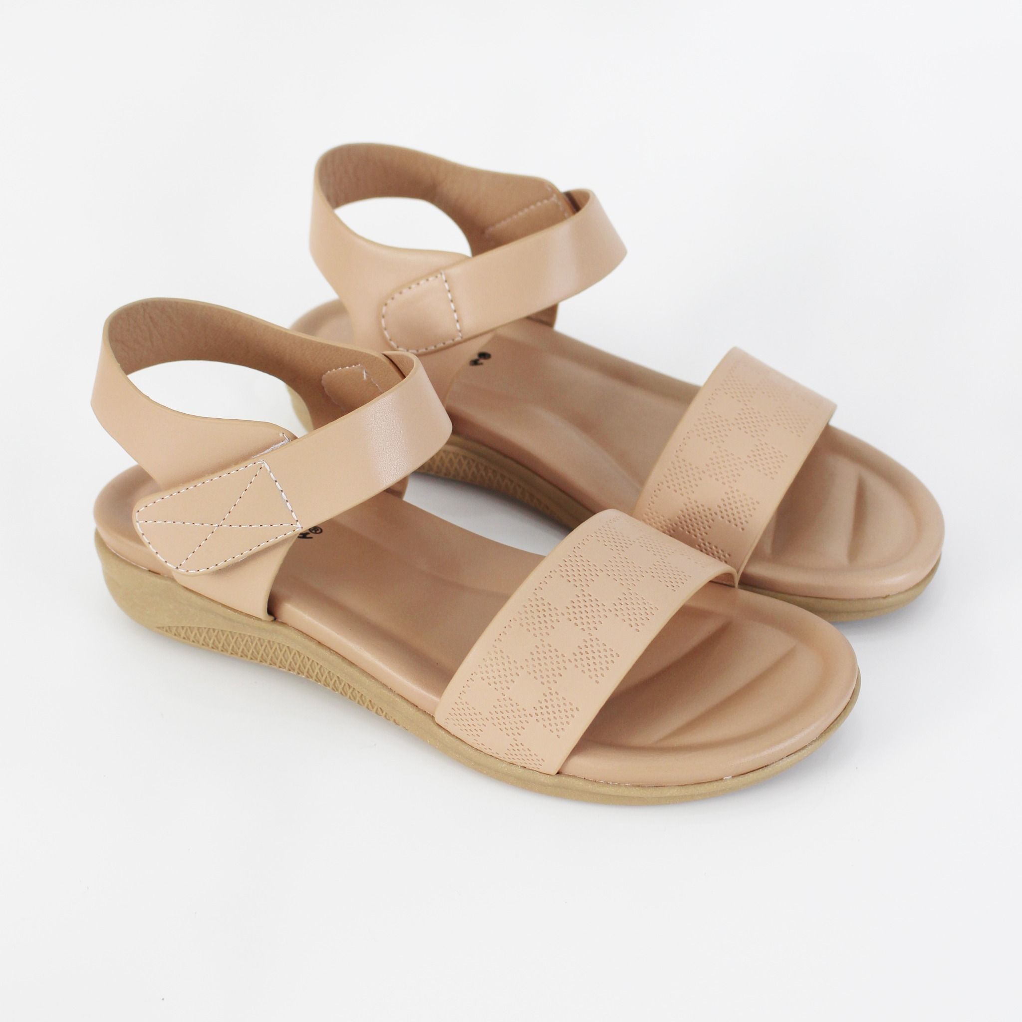  Sandal bánh mỳ nữ quai ngang phối ô caro 015 