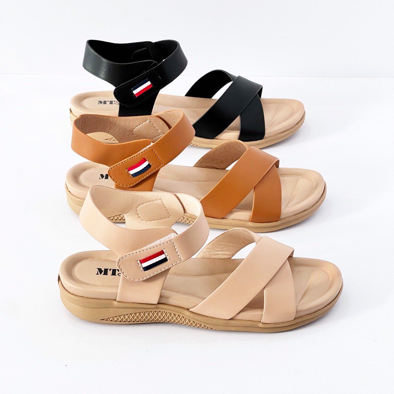  Sandal bánh mỳ nữ quai chéo 016 