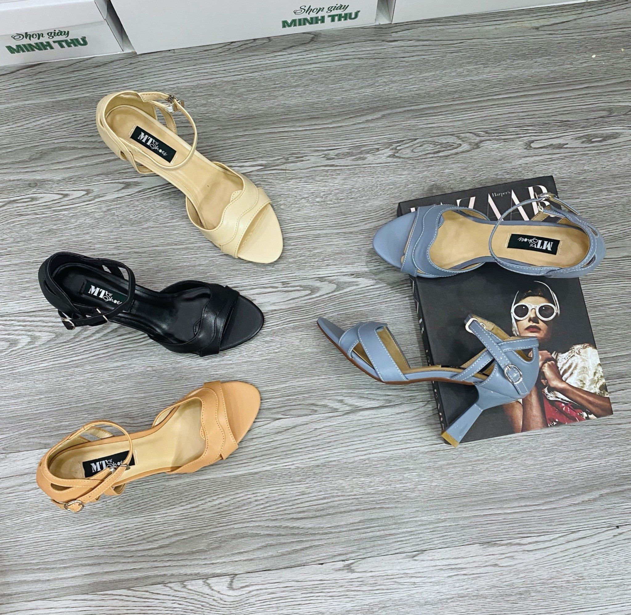  Sandal 2 dây chéo, gót 7cm MT482 
