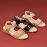  Sandal bánh mỳ nữ cao cấp quai ngang phối khóa nhỏ MT068 