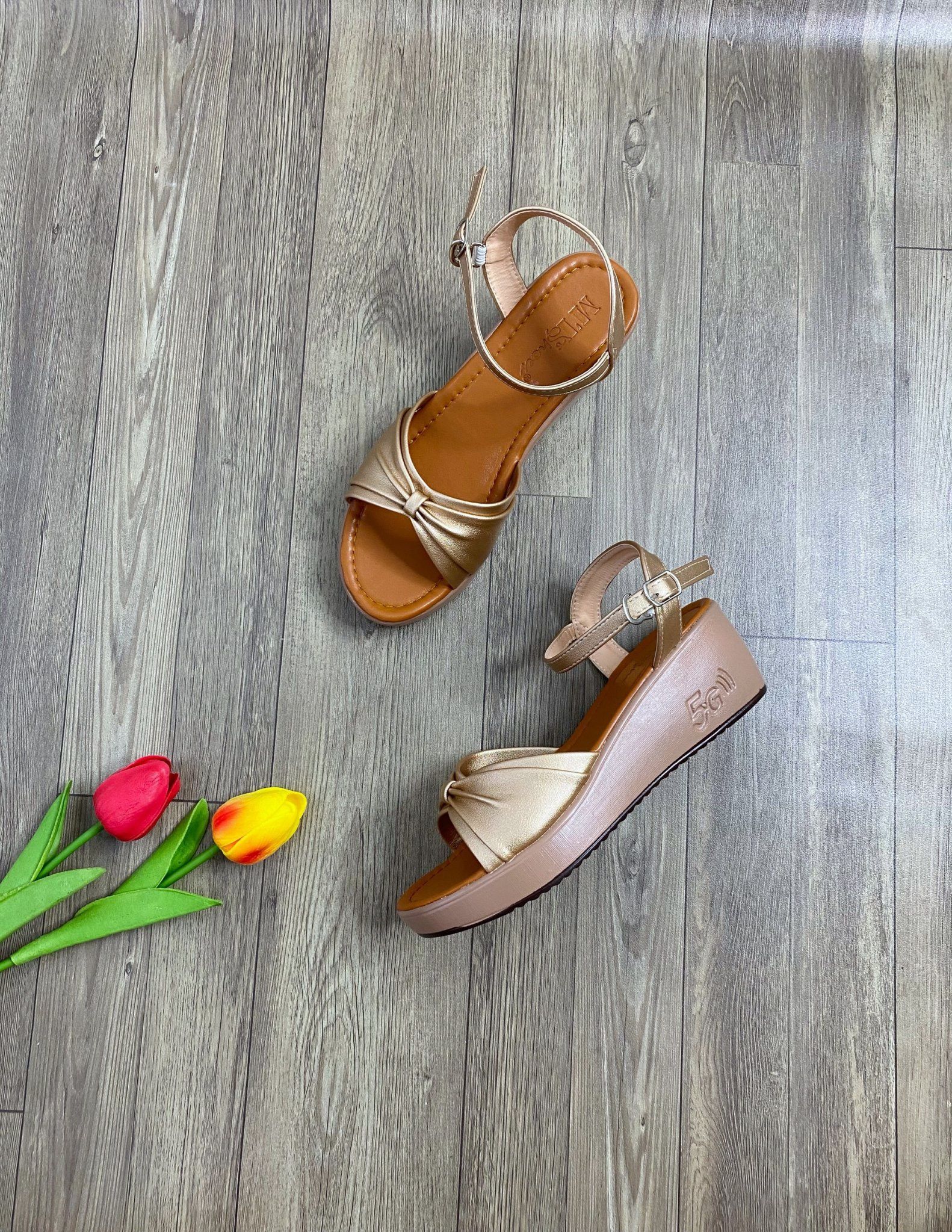  Sandal xuồng quai nơ xếp 4cm MT92 