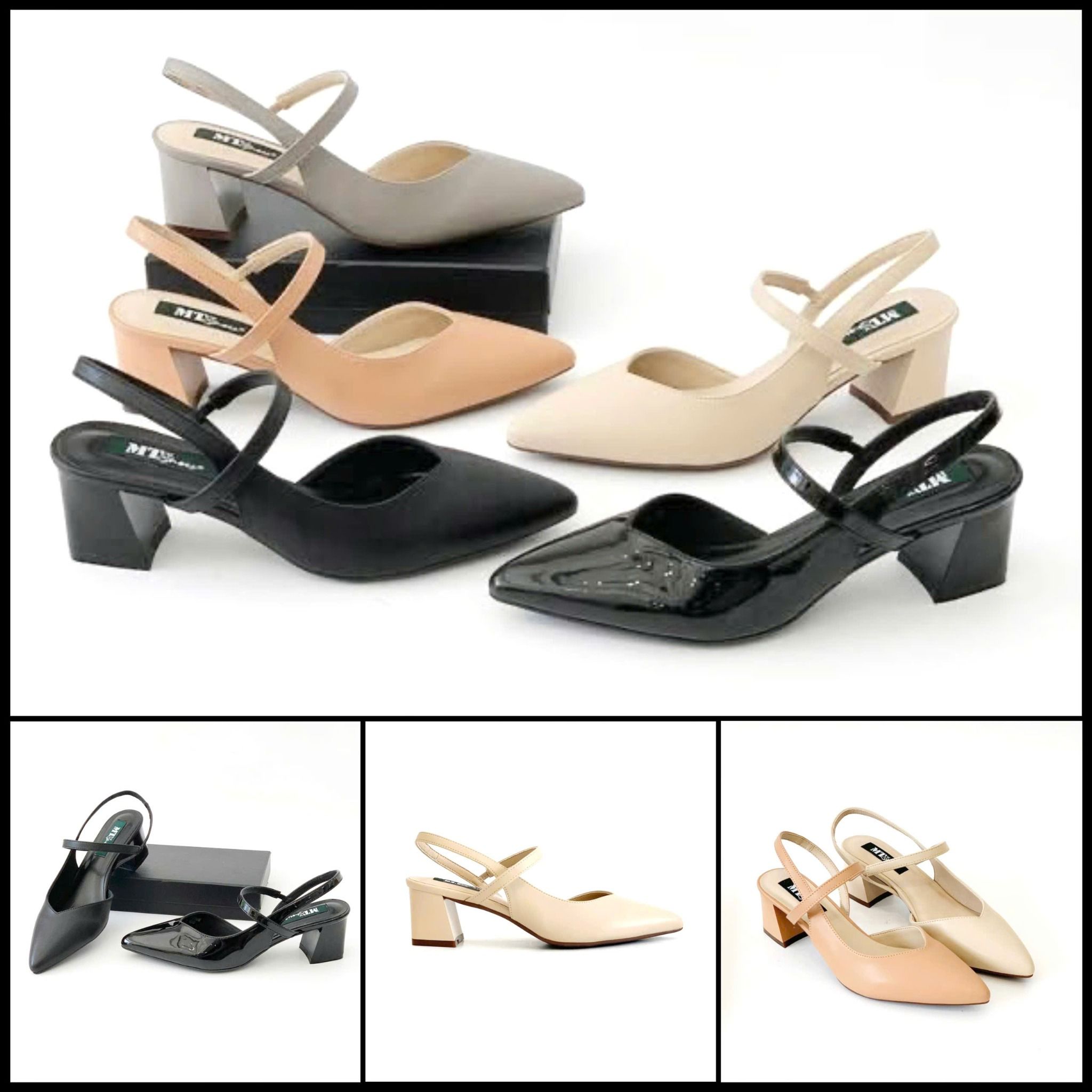  Giày sandal xẻ  tim bít mũi hở gót trụ 5cm 1005 