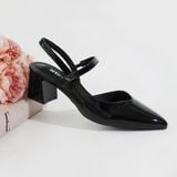  Giày sandal xẻ  tim bít mũi hở gót trụ 5cm 1005 
