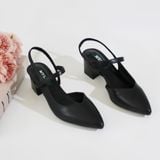  Giày sandal xẻ  tim bít mũi hở gót trụ 5cm 1005 