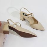  Giày sandal xẻ  tim bít mũi hở gót trụ 5cm 1005 
