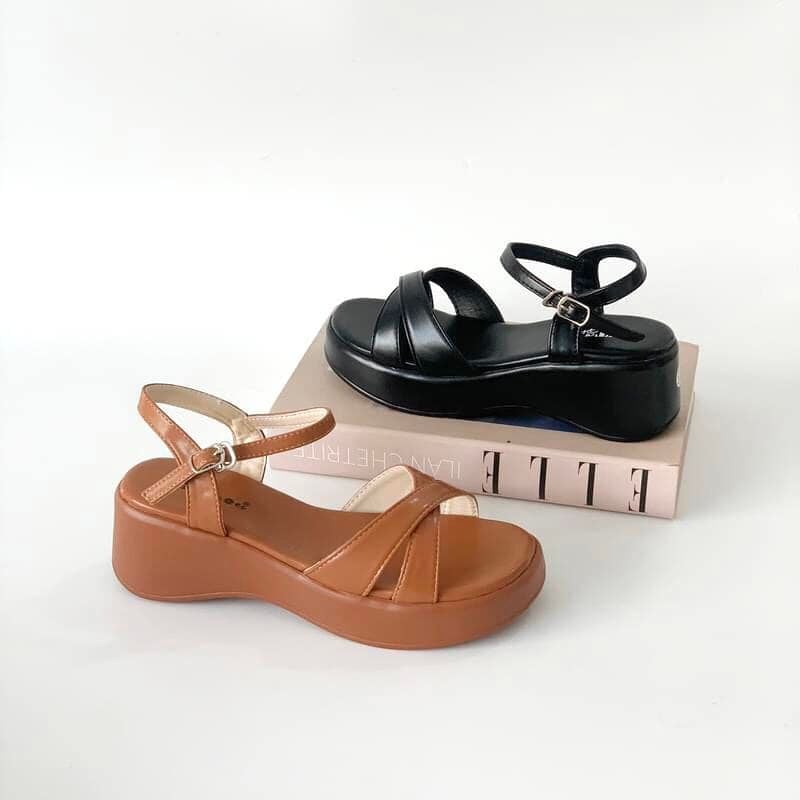  Sandal bánh mì nữ quai chéo đế 5cm 111 