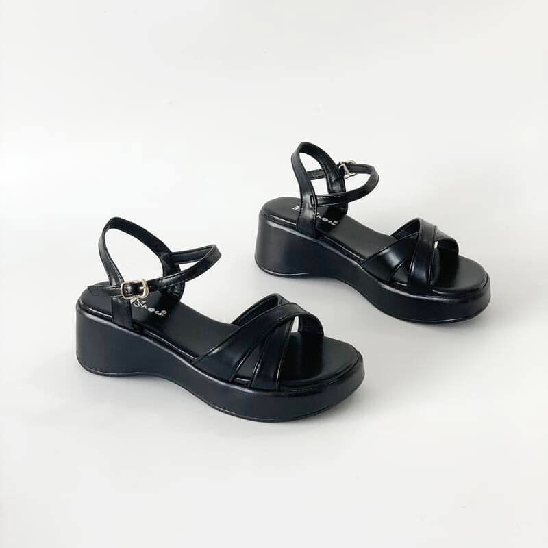  Sandal bánh mì nữ quai chéo đế 5cm 111 