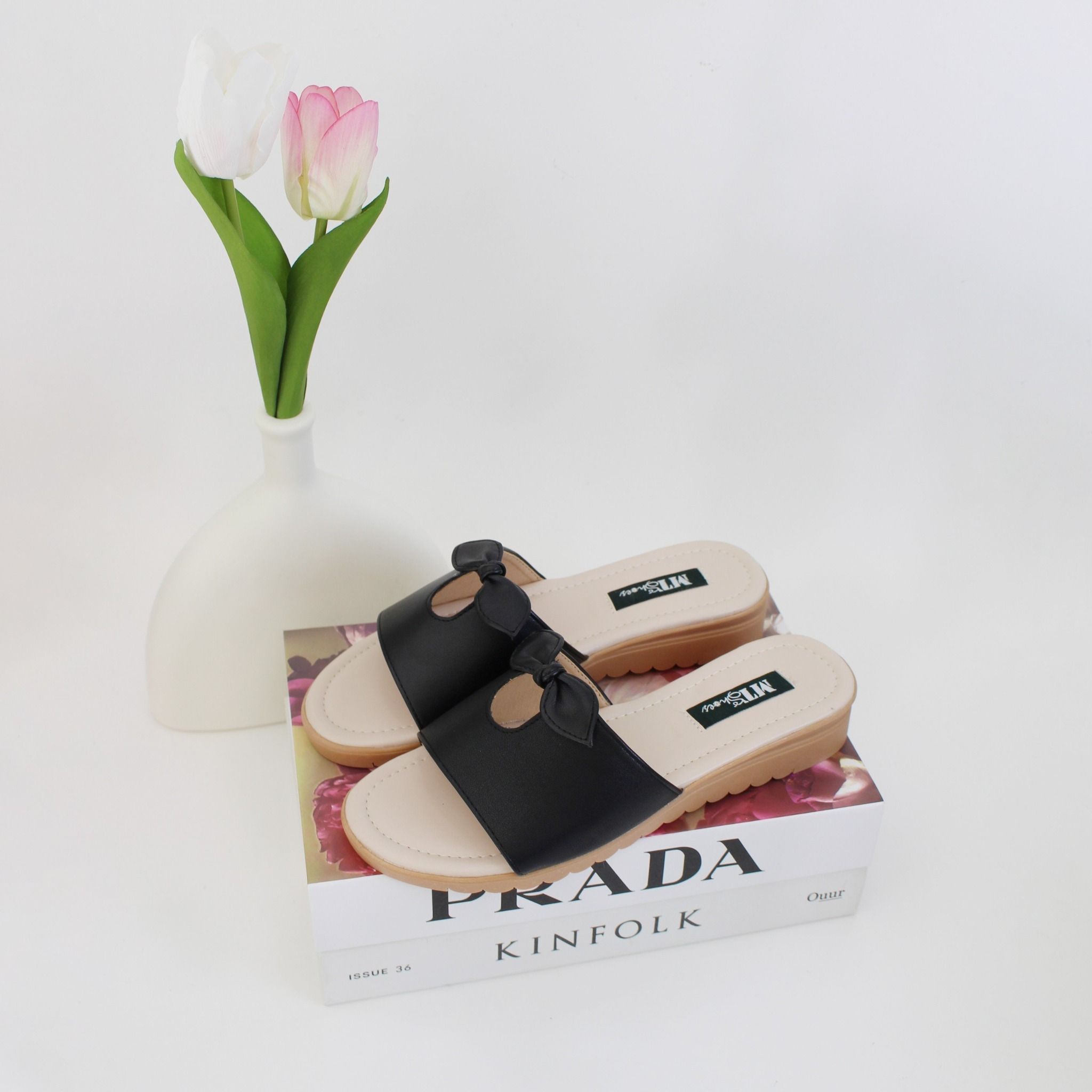  Dép bánh mì nữ 3cm phối nơ nhí 012 