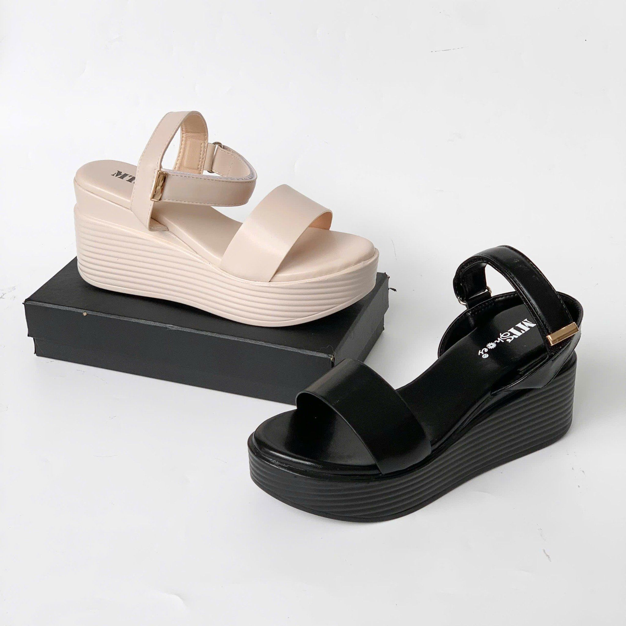  Sandal xuồng quai ngang đế 8cm 134 