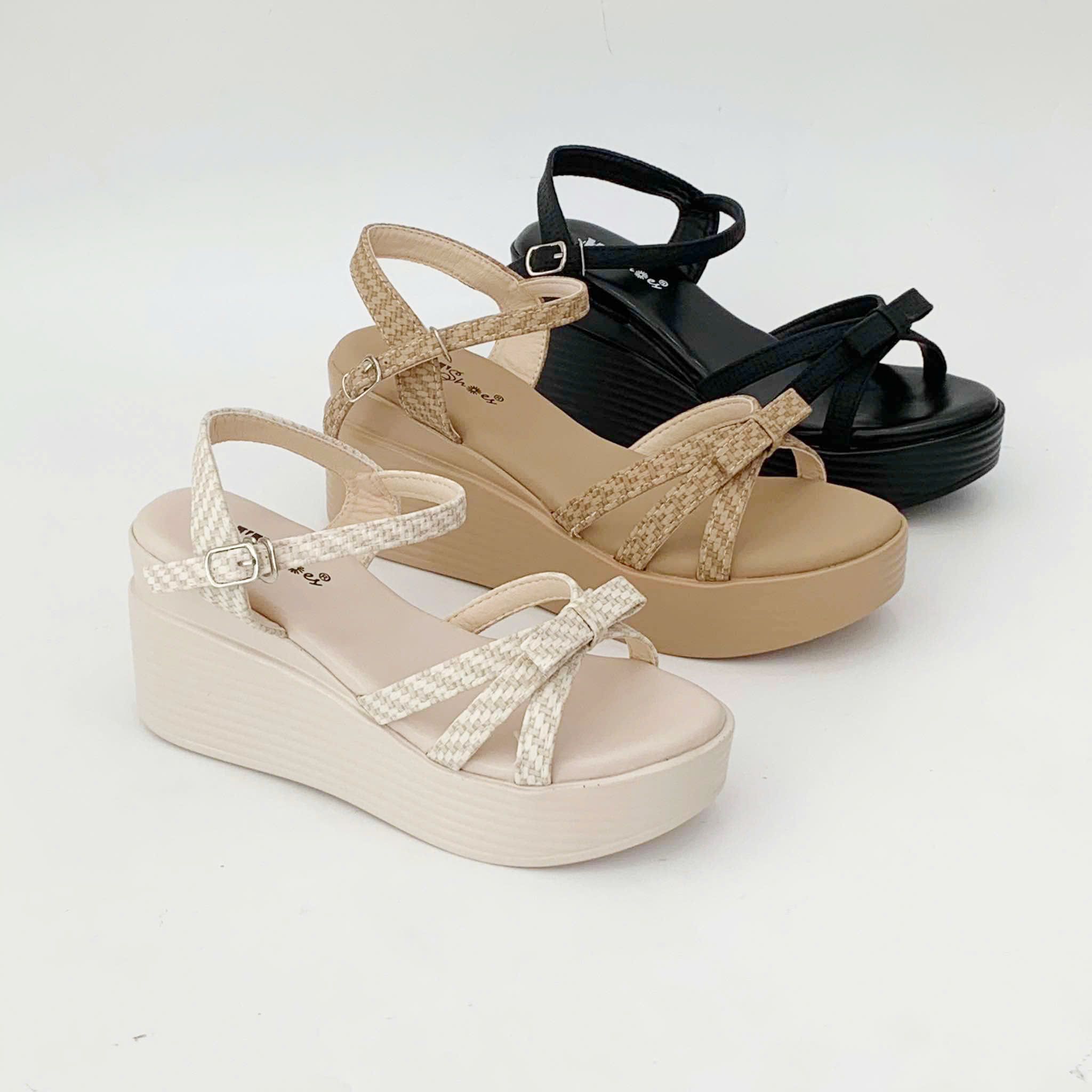  Giày sandal nữ quai phối nơ xinh MT140 