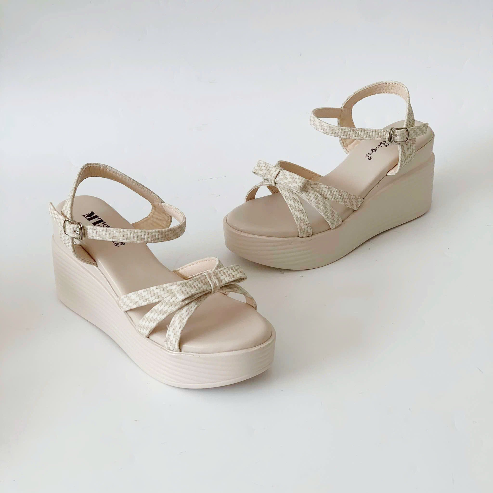  Giày sandal nữ quai phối nơ xinh MT140 