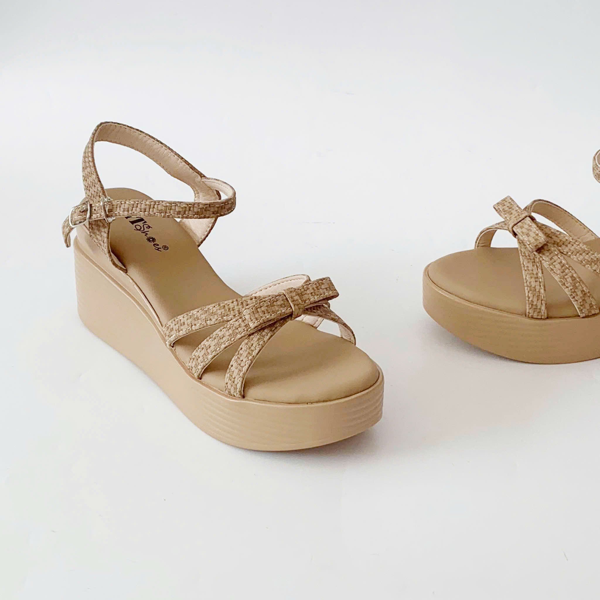  Giày sandal nữ quai phối nơ xinh MT140 