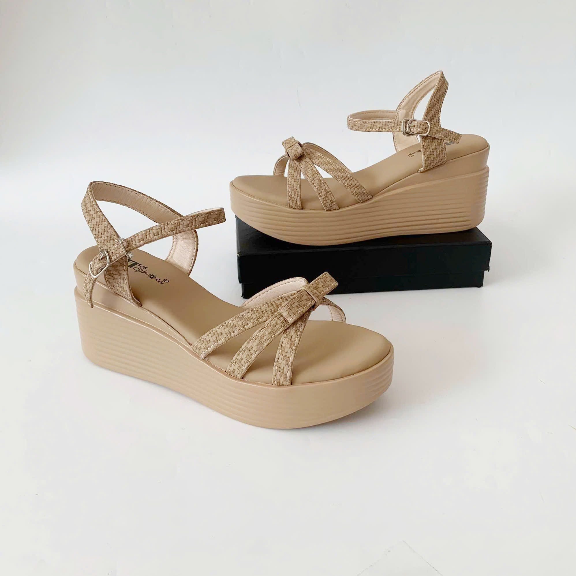  Giày sandal nữ quai phối nơ xinh MT140 