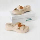  Dép bánh mì nữ quai chéo phối chiếc lá xinh xinh MT152 