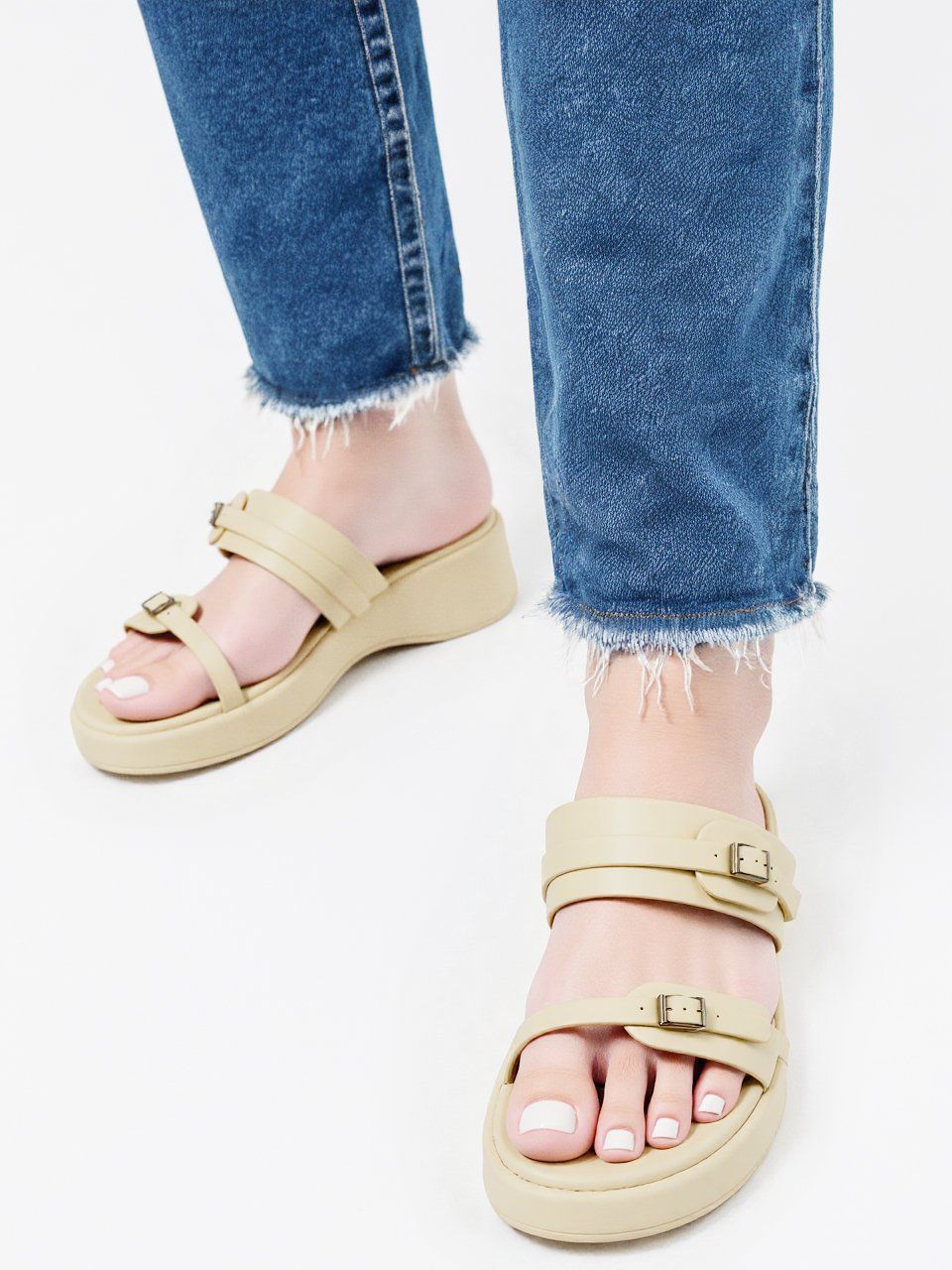  Dép bánh mỳ nữ quai phối khóa đế 5cm MT145 