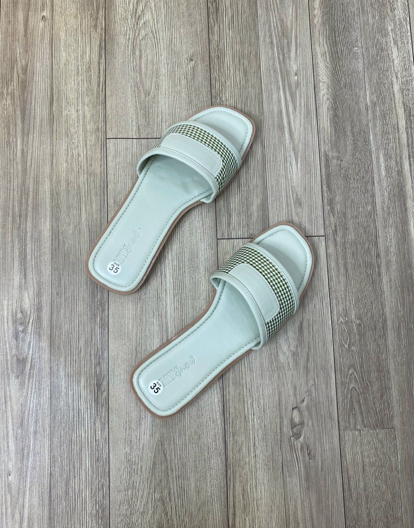  Dép quai ngang sọc caro  MT810 